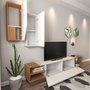 Hanah Home Mueble de TV Zebra Blanco y Teca